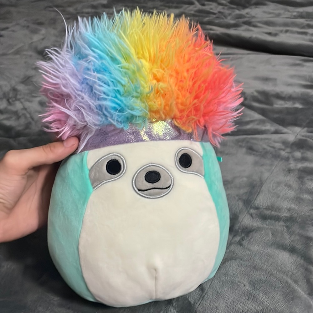 Squishmallow 8 Inch Aqua The Sloth Rainbow Hair Stuffed Animal